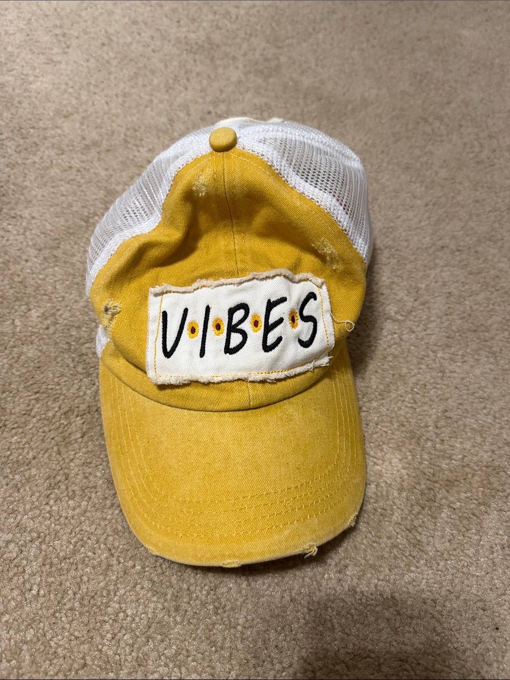Yellow 'Vibes' Mesh Back Trucker Hat